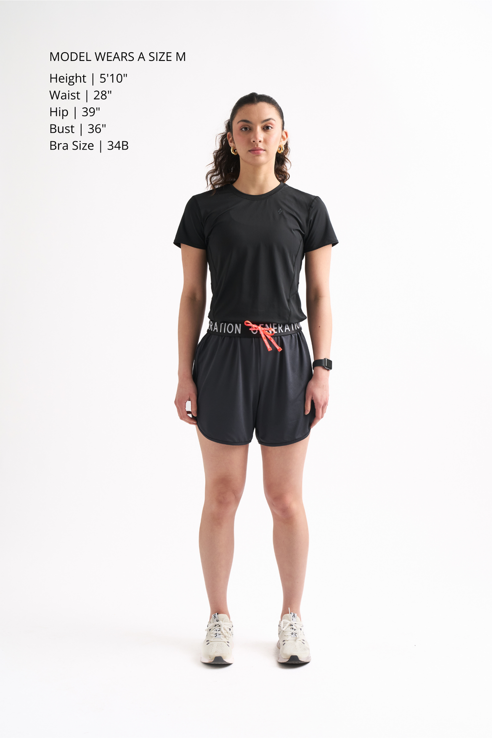 Woman wearing Locked In Running Shorts with a drawstring waist and breathable mesh fabric for ultimate comfort.