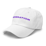 Lightweight cotton cap with Generation Sport logo in purple across the front, curved brim in focus.